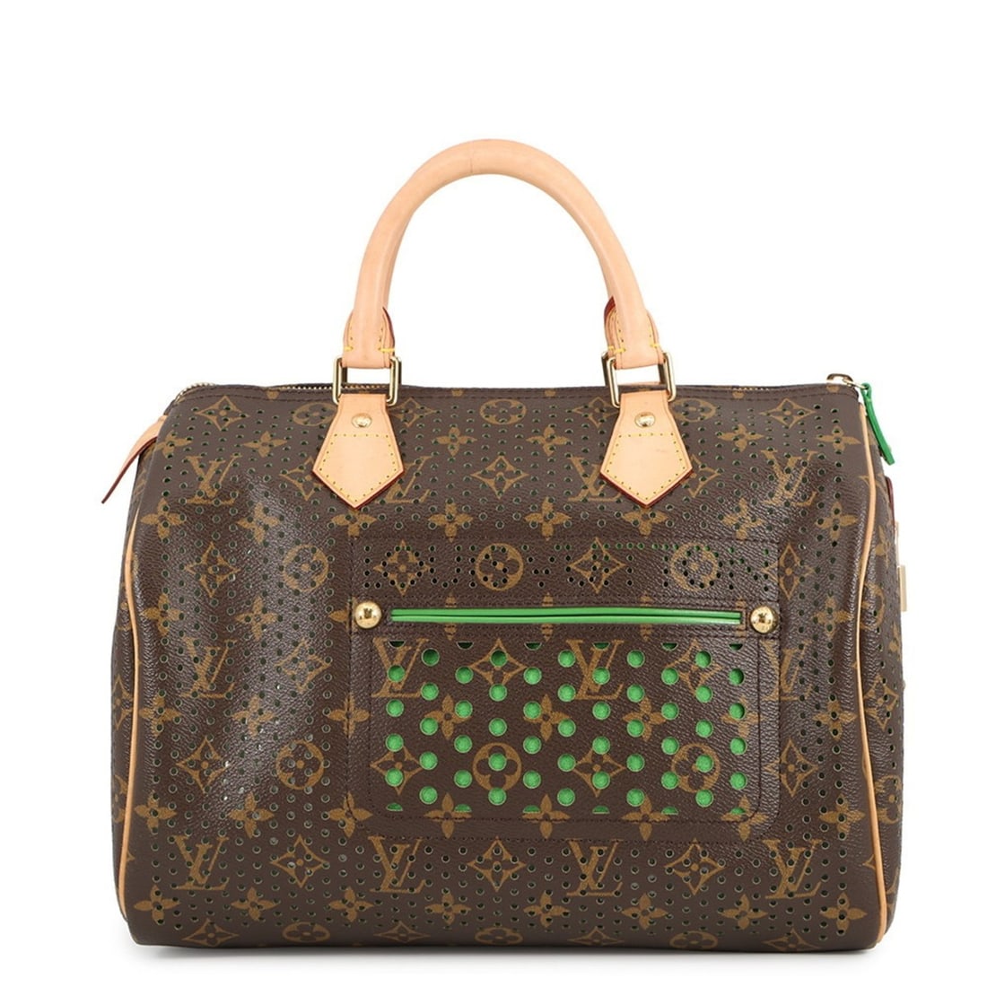 Louis Vuitton Monogram Perforated Speedy 30 Handbag M95181 LOUIS VUITTON: --- Catalog ---Category: SizeSize (HxWxD): 25cm x 32cm x 18cm / 9.84'' x 12.59'' x 7.08''Category: DesignType: HandbagColor: Green, MonogramGender: WomenMaterial: Monogram Perforated Category: General