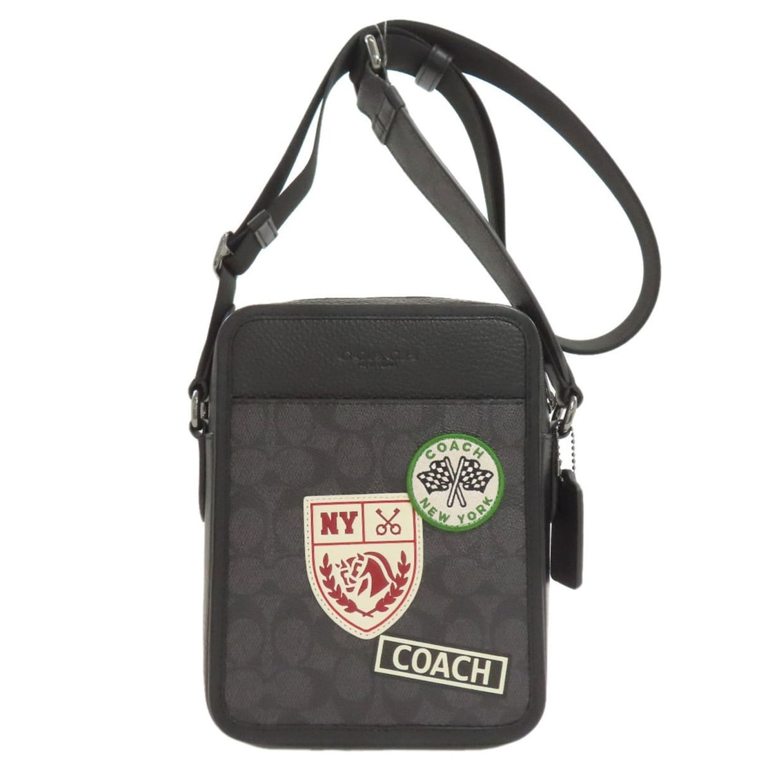 Coach CAT79 Long Shoulder Bag with Signature Patch, PVC, Men's: --- Catalog ---Category: SizeSize (HxWxD): 21cm x 16cm x 6cm / 8.26'' x 6.29'' x 2.36''Category: DesignType: Shoulder bagColor: GrayGender: MenMaterial: PVC Category: GeneralBrand: Coach--- Item List