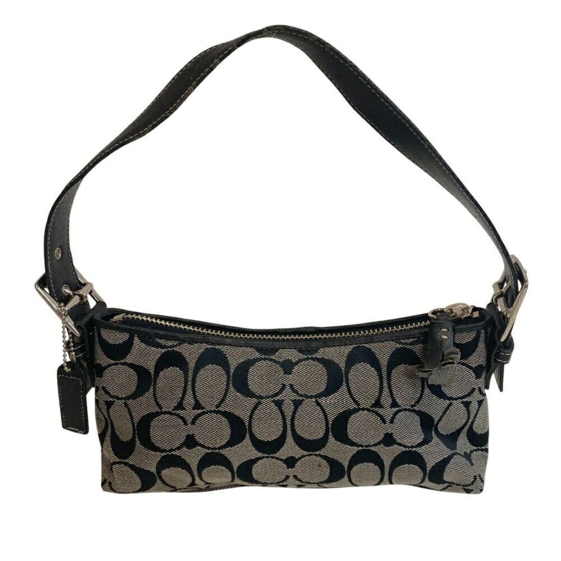 COACH 6371 Pouch Signature Handbag Navy Women's: --- Catalog ---Category: SizeSize (HxWxD): 12cm x 24cm x 8.5cm / 4.72'' x 9.44'' x 3.34''Strap Length: 53cm / 20.86''Category: DesignType: HandbagColor: NavyGender: WomenMaterial: Canvas Category: Gen