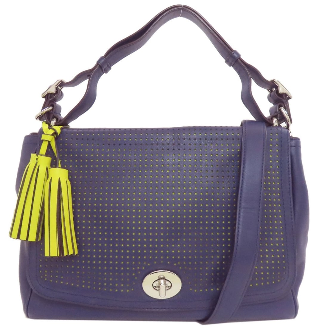 Coach 22386 Punched 2-Way Handbag Leather Women's COACH: --- Catalog ---Category: SizeSize (HxWxD): 25cm x 32cm x 12.5cm / 9.84'' x 12.59'' x 4.92''Category: DesignType: HandbagColor: BlueGender: WomenMaterial: Leather Category: GeneralMPN: 22386Brand: Coac