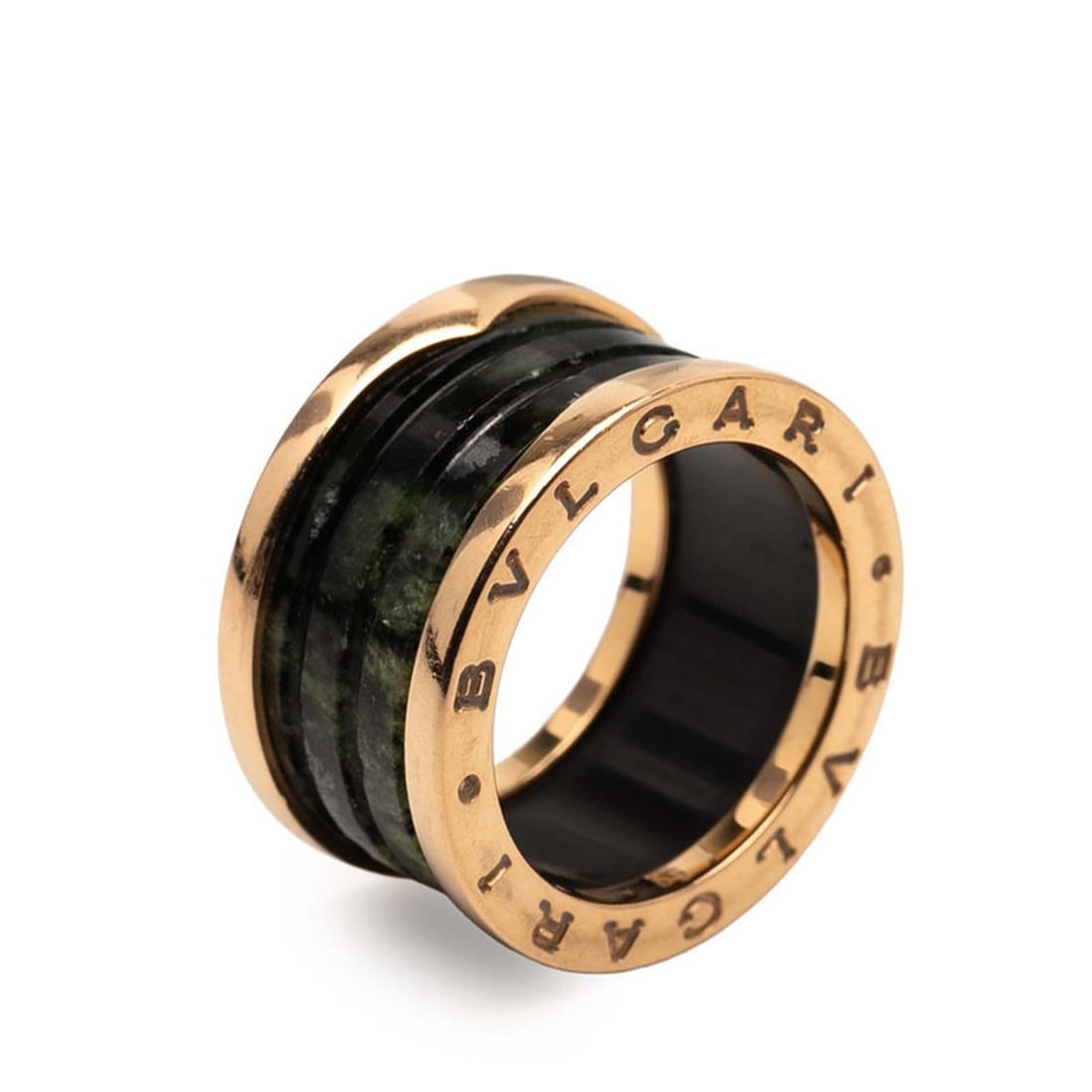 BVLGARI B.zero1 4-Band Ring #53 Gold Green 18KYG Yellow with Bowenite, Women's (1 of 11)