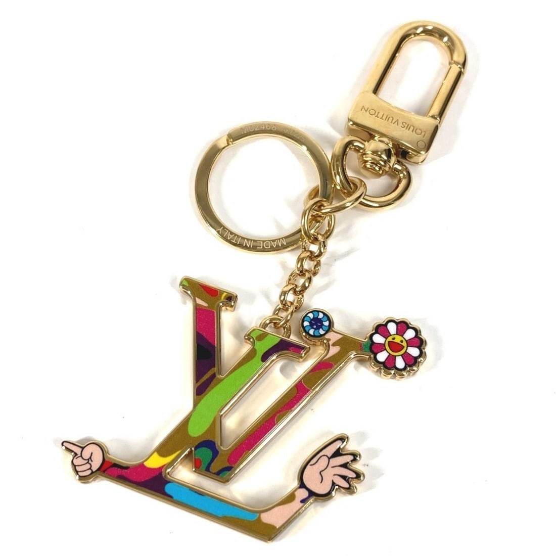 LOUIS VUITTON M02468 LV Logo LV×TM Takashi Murakami Keychain, Iconic Superflat Bag Charm Metal, (1 of 14)