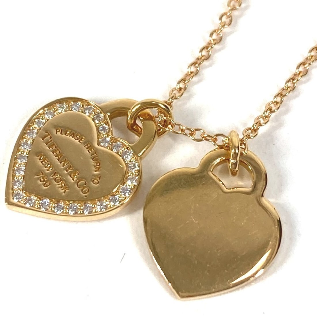 TIFFANY & Co. Tiffany Diamond Return Two-Way Heart Tag Necklace, Jewelry, 18K Gold Chain YG750, (1 of 11)