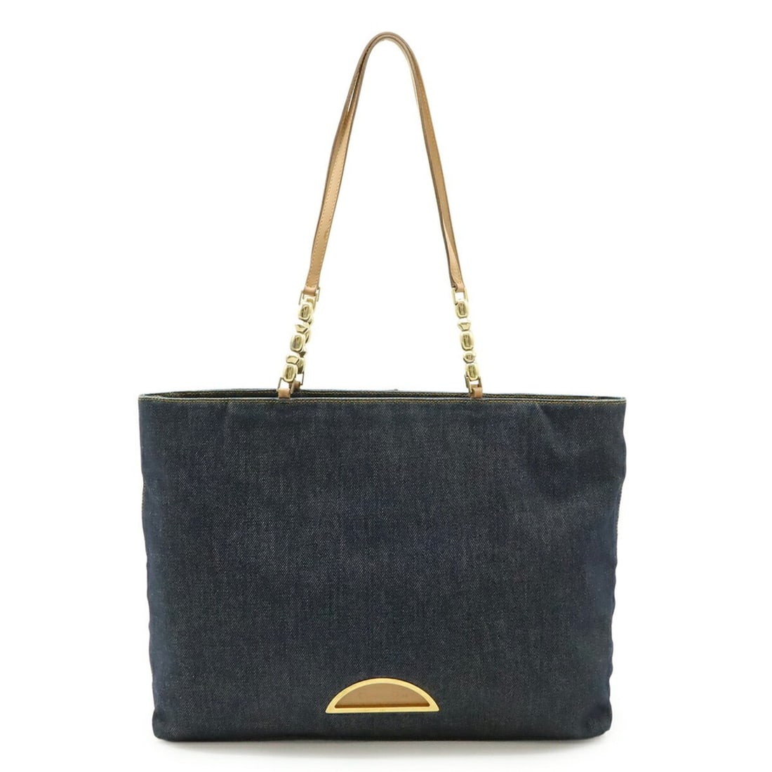 Christian Dior Marispearl Tote Bag Shoulder Denim Leather Navy Beige (1 of 10)