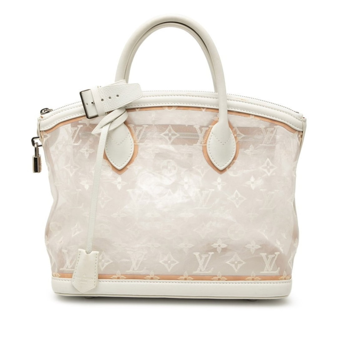 Louis Vuitton Monogram Transparent Lockit Handbag M40699 in Blanc White Leather and Mesh for Women: --- Catalog ---Category: SizeHandle Drop: 9.00cm / 3.54''Size (HxWxD): 25cm x 32cm x 15cm / 9.84'' x 12.59'' x 5.9''Category: DesignType: HandbagColor: Blanc, WhiteGender: WomenClosure: ZipperMaterial