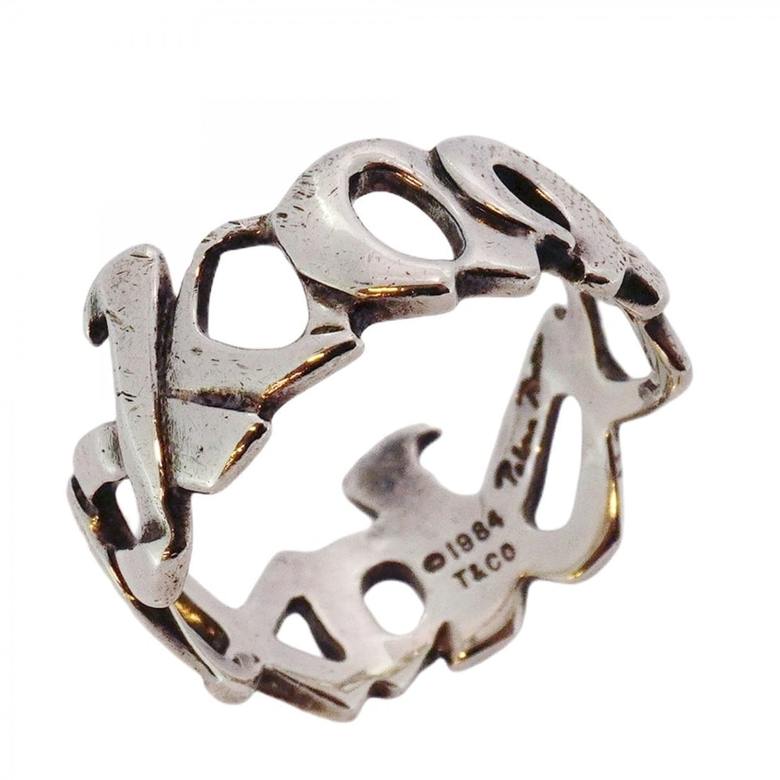 Tiffany Love & Kiss Ring, Silver 925, Size 12.5, Women's: --- Catalog ---Category: SizeJP Size: 12.5US Size: 6.5Category: DesignType: Band ringGender: WomenMaterial: Silver 925Category: GeneralBrand: Tiffany--- Item List ---Section: ConditionRanking: Rank AB