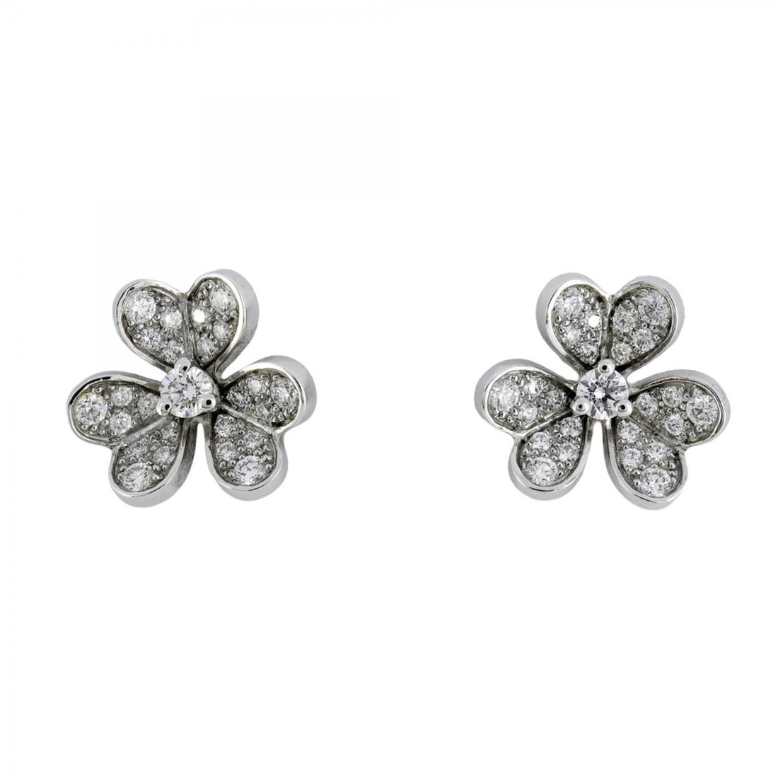 Van Cleef & Arpels Frivole Mini Earrings in 18K White Gold with Diamonds for Women (1 of 14)