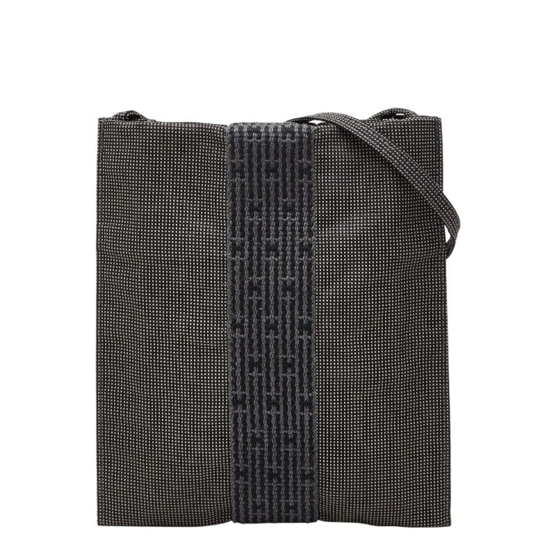 Hermès Air Line Crossbody Shoulder Bag, Sacoche, Gray/Black Canvas, Women's, HERMES: --- Catalog ---Category: SizeSize (HxWxD): 19cm x 17cm x 5.00mm / 7.48'' x 6.69'' x 0.19''Category: DesignType: Shoulder bagColor: Black, GrayGender: WomenMaterial: Canvas Category: GeneralBrand: Herm