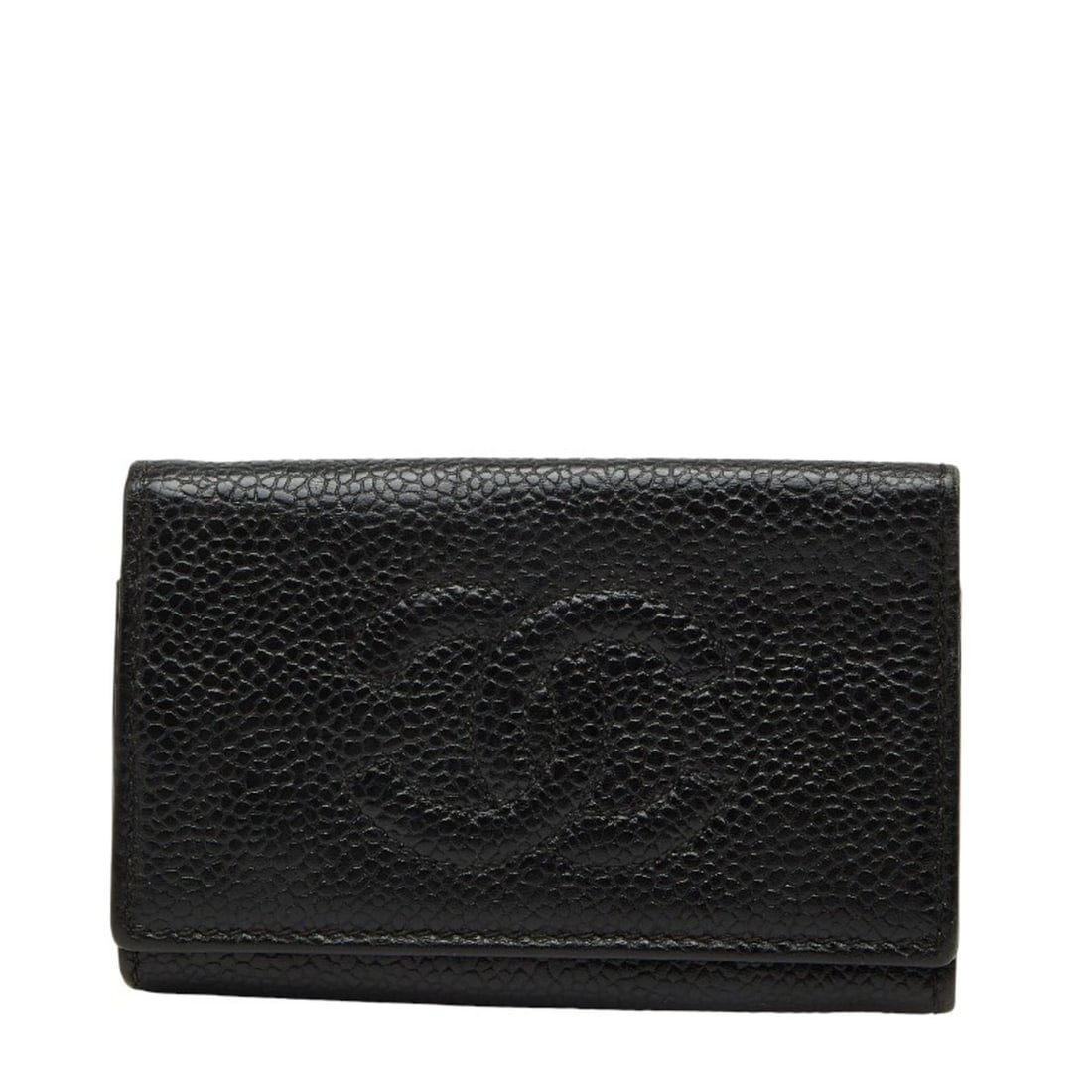 CHANEL Coco Mark 6-ring Key Case, Black Caviar Leather, Women's: --- Catalog ---Category: DesignType: KeycaseColor: BlackGender: WomenMaterial: Grained Calfskin Category: GeneralBrand: ChanelCategory: Physical PropertiesSize (HxWxD): 7cm x 10.5cm x 1cm / 2.75'' x 4