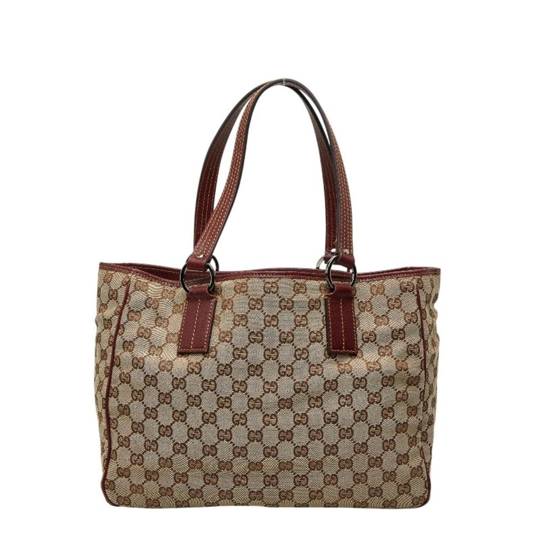 Gucci GG Canvas Tote Bag Handbag Beige Red Leather Women's GUCCI (1 of 13)