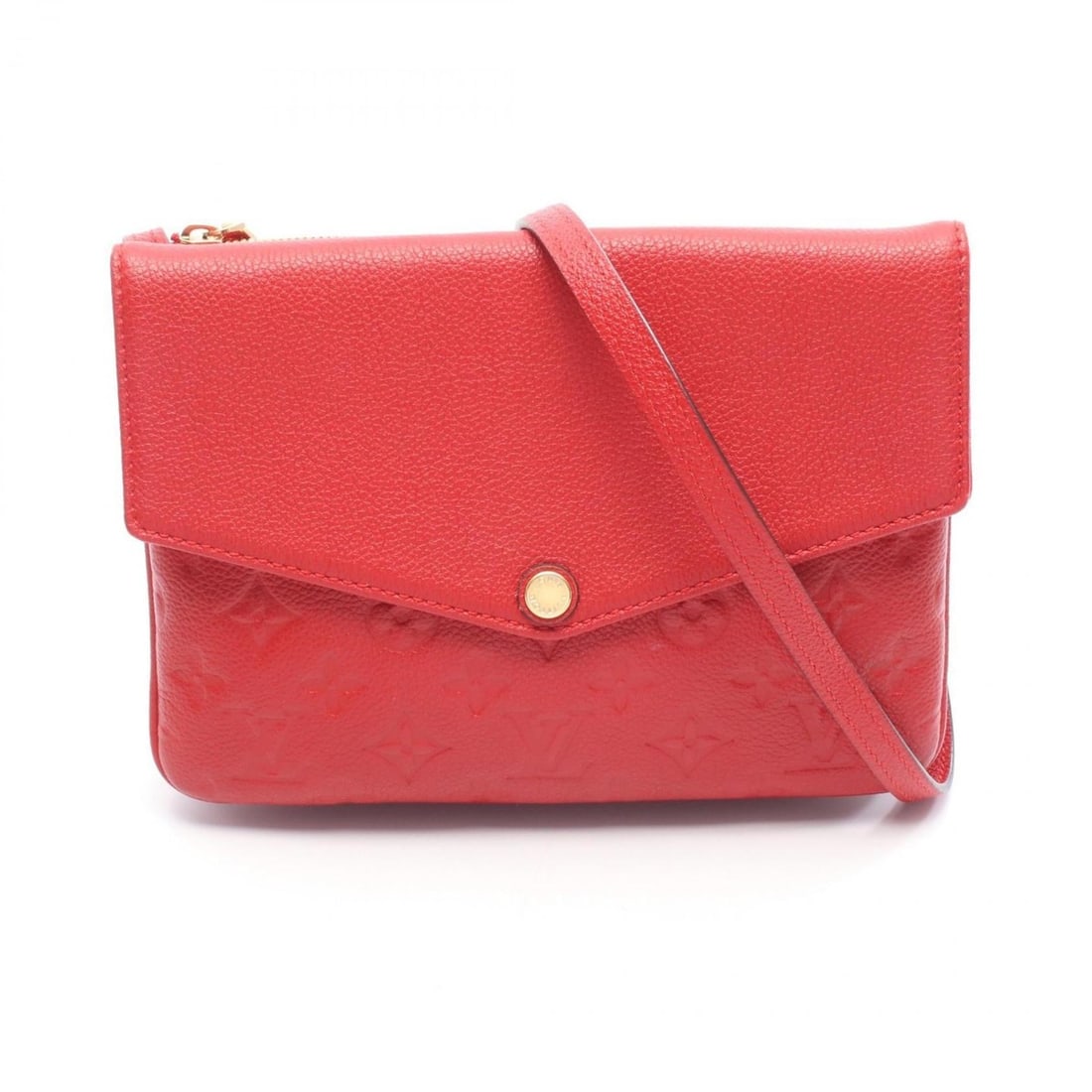 Louis Vuitton Twice Shoulder Bag in Monogram Empreinte Leather, Women's, Red, M50259: --- Catalog ---Category: SizeSize (HxWxD): 17cm x 23cm / 6.69'' x 9.05''Category: DesignType: Shoulder bagColor: Cerise, Red colorGender: WomenMaterial: Monogram Empreinte Category: GeneralMPN: M50259