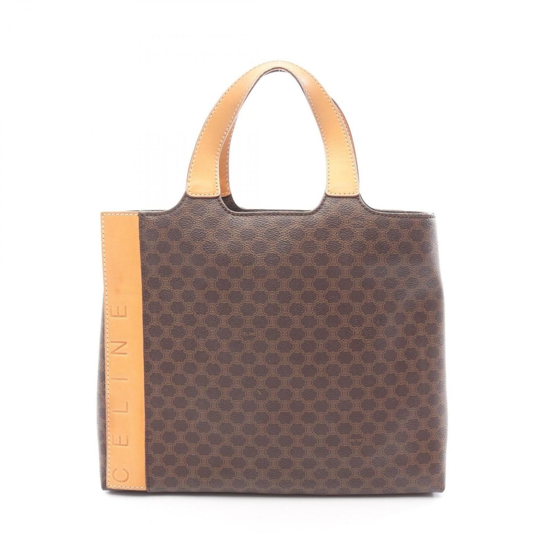 Celine Macadam handbag, coated canvas and leather, brown, for women: --- Catalog ---Category: SizeSize (HxWxD): 24cm x 29cm x 5.5cm / 9.44'' x 11.41'' x 2.16''Category: DesignType: HandbagColor: BrownGender: WomenMaterial: Coated canvas , Leather Category: GeneralBrand