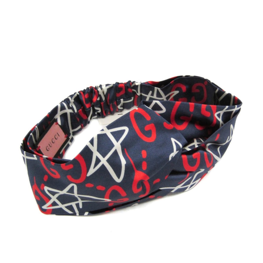 Gucci Gucci Ghost Headband 448173 Silk Women's Hair Wrap Stars Navy,Red Color,White: --- Catalog ---Category: SizeSize (LxW): 49.5cm x 9.5cm / 19.48'' x 3.74''Category: DesignType: Hair wrapColor: Navy, Red color, WhiteGender: WomenPattern: StarsMaterial: SilkCategory: GeneralBrand: G