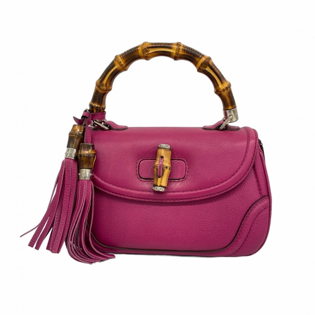 Gucci Bamboo Handbag 240242 Leather Purple Women's (1 of 18)