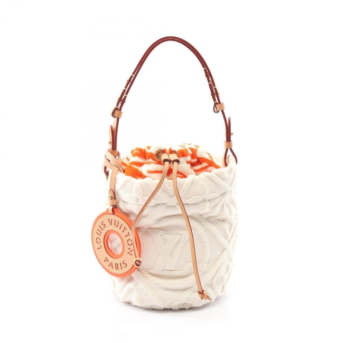 Louis Vuitton LV Vacation by the Pool Bucket Shoulder Bag, Leather Pile, Women's, White, Brown,: --- Catalog ---Category: SizeSize (HxWxD): 21cm x 16cm x 14cm / 8.26'' x 6.29'' x 5.51''Category: DesignType: Shoulder bagColor: Brown, Multi-color, WhiteGender: WomenMaterial: Pile fabric , Leather C