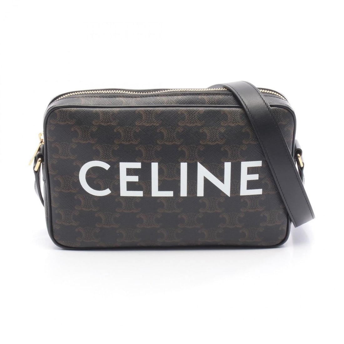 Celine Triomphe Medium Messenger Bag, Shoulder Coated Canvas and Leather, Women's, Brown,: --- Catalog ---Category: SizeSize (HxWxD): 15cm x 23cm x 4cm / 5.9'' x 9.05'' x 1.57''Category: DesignType: Messenger bag, Shoulder bagColor: Black, Brown, Dark brownGender: WomenMaterial: Coated canv