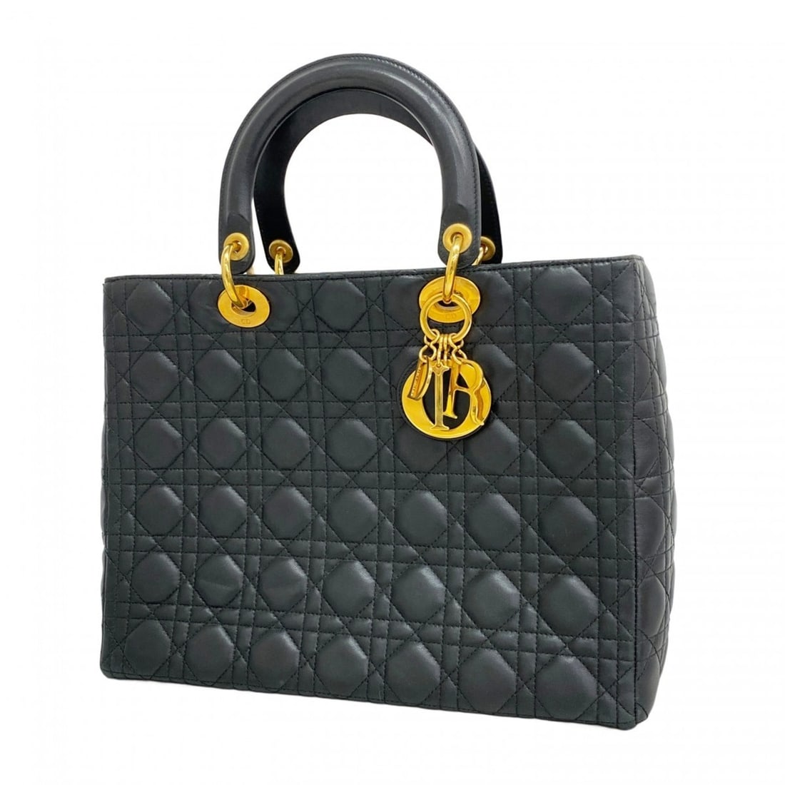 Christian Dior Cannage Lady Handbag in Black Leather for Women: --- Catalog ---Category: SizeSize (HxWxD): 25cm x 32.5cm x 12.5cm / 9.84'' x 12.79'' x 4.92''Category: DesignType: HandbagColor: BlackGender: WomenMaterial: Leather Hardware Color: GoldCategory: Gener