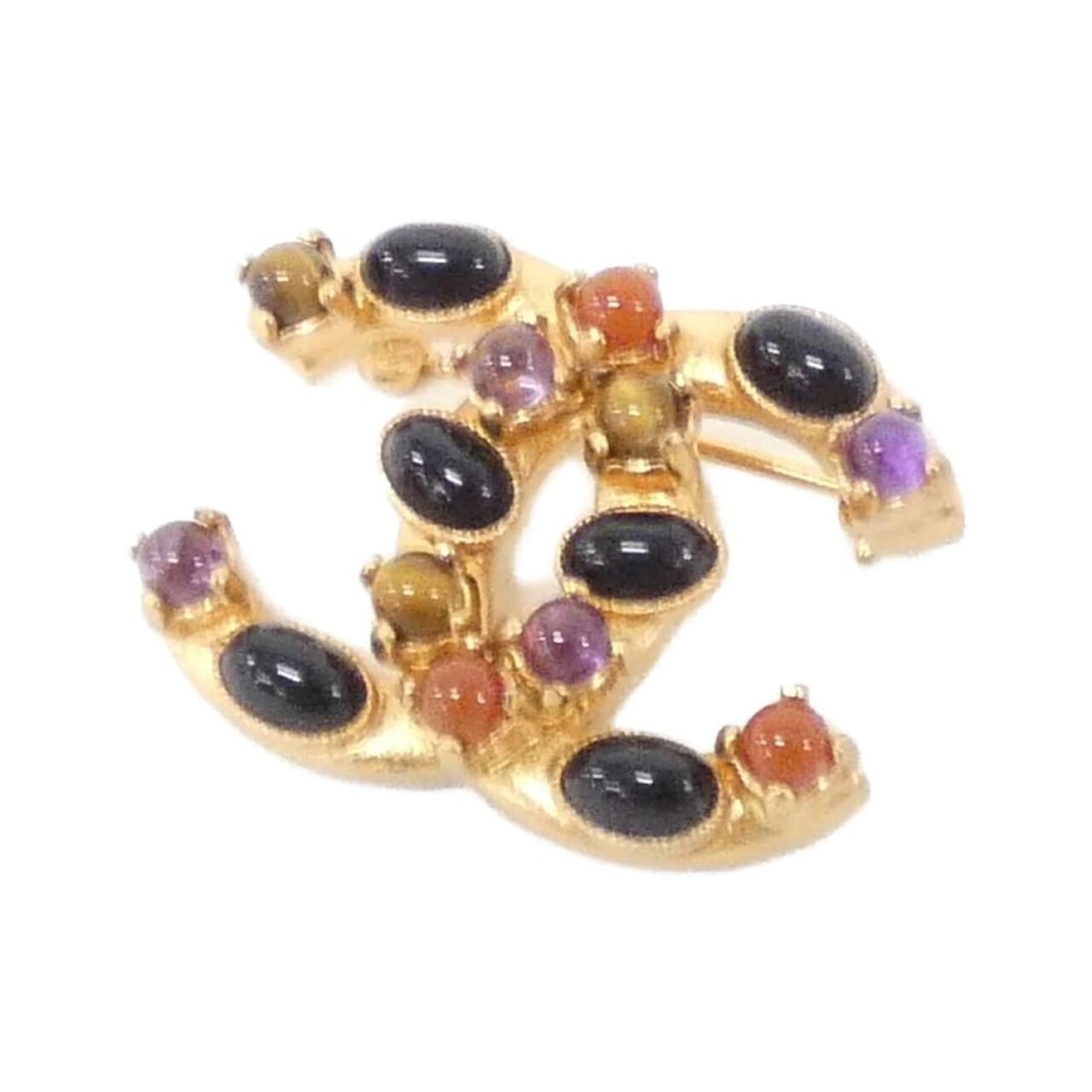 Chanel brooch: --- Catalog ---Category: SizeSize (HxWxD): 2.5cm x 3.2cm / 0.98'' x 1.25''Category: DesignType: BroochColor: Black, Gold, Multi-colorGender: WomenCategory: GeneralBrand: Chanel--- Item List ---Section