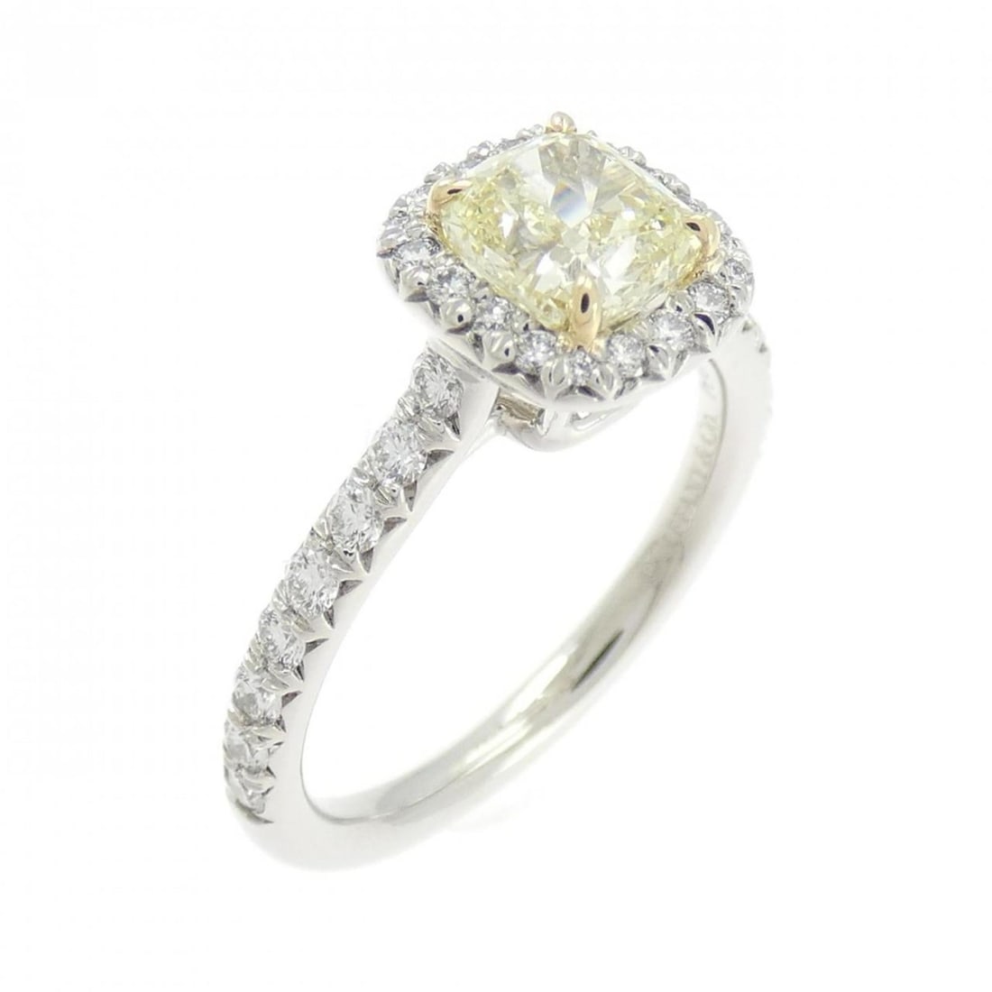 Tiffany Soleste Ring 0.79CT FY VS1: --- Catalog ---Category: SizeWeight: 4.2g / 0.14oz.JP Size: 7.5US Size: 4Category: DesignType: Band ringStone: DiamondGender: WomenClarity: VS1Material: Platinum 950, Yellow gold (18K)Weight (ct.): 0.