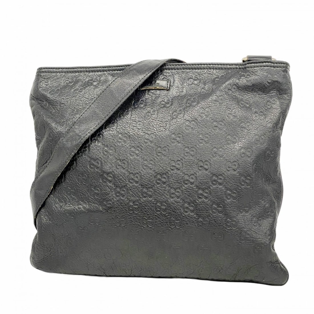 Gucci Shoulder Bag Guccissima 201446 Leather Black Champagne Women's: --- Catalog ---Category: SizeSize (HxWxD): 30cm x 34cm x 2cm / 11.81'' x 13.38'' x 0.78''Category: DesignType: Shoulder bagColor: BlackGender: WomenMaterial: Leather Hardware Color: Champagne goldCate