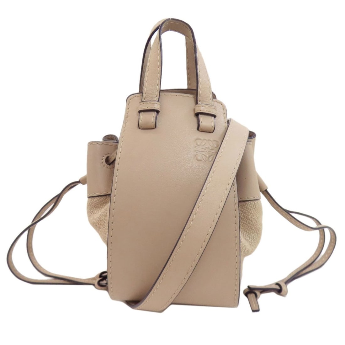 LOEWE Hammock Mini 2-Way Handbag Canvas Women's: --- Catalog ---Category: SizeSize (HxWxD): 19cm x 10.5cm x 14cm / 7.48'' x 4.13'' x 5.51''Category: DesignType: HandbagColor: GrayishGender: WomenMaterial: Canvas Category: GeneralBrand: Loewe--- Item