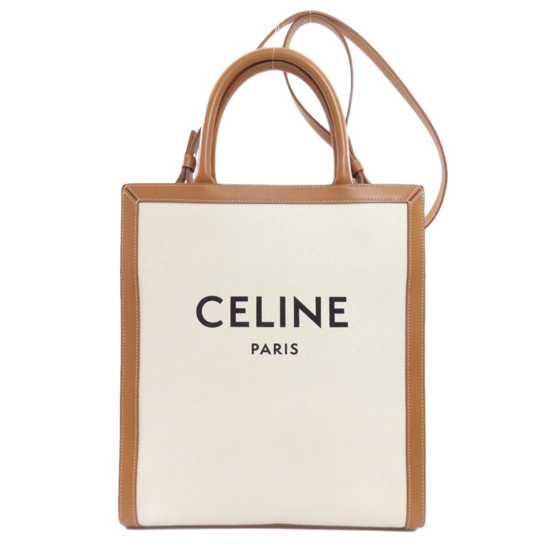 Celine Vertical Cabas 2-Way Handbag Canvas Women's CELINE: --- Catalog ---Category: SizeSize (HxWxD): 32cm x 28cm x 8cm / 12.59'' x 11.02'' x 3.14''Category: DesignType: HandbagColor: Brown, WhiteGender: WomenMaterial: Canvas Category: GeneralBrand: Celine---