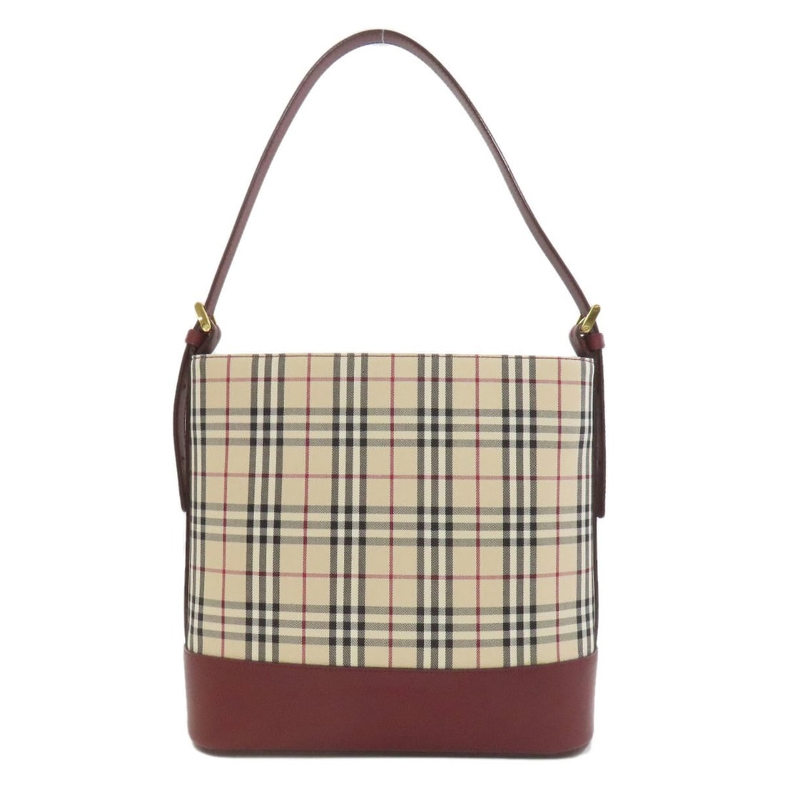 Burberry One-Shoulder Check Nova Canvas Shoulder Bag for Women: --- Catalog ---Category: SizeSize (HxWxD): 24.5cm x 27cm x 8cm / 9.64'' x 10.62'' x 3.14''Category: DesignType: Shoulder bagColor: Beige, BordeauxGender: WomenMaterial: Canvas Category: GeneralBrand: