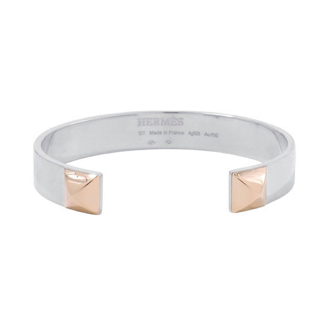 Hermes Hermès Bracelet, Clou de H Jonques, 2 Crews, SV925/18KPG, Size ST, Bangle: --- Catalog ---Category: SizeWidth: 9.69mm / 0.38''Length: 16.5cm / 6.49''Weight: 30.9g / 1.08oz.Category: DesignType: Charm braceletGender: WomenMaterial: Pink gold (18K), Silver 925Category: General