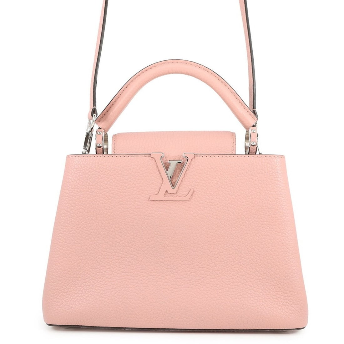 Louis Vuitton Capucines BB Handbag in Taurillon Leather, M94635, 2-Way Shoulder Bag, Pink: --- Catalog ---Category: SizeWeight: 790g / 1.74lb.Size (HxWxD): 18cm x 27cm x 9cm / 7.08'' x 10.62'' x 3.54''Strap Length: 113cm - 123cm / 44.48'' - 48.42''Category: DesignType: Handbag, Shoulder bag
