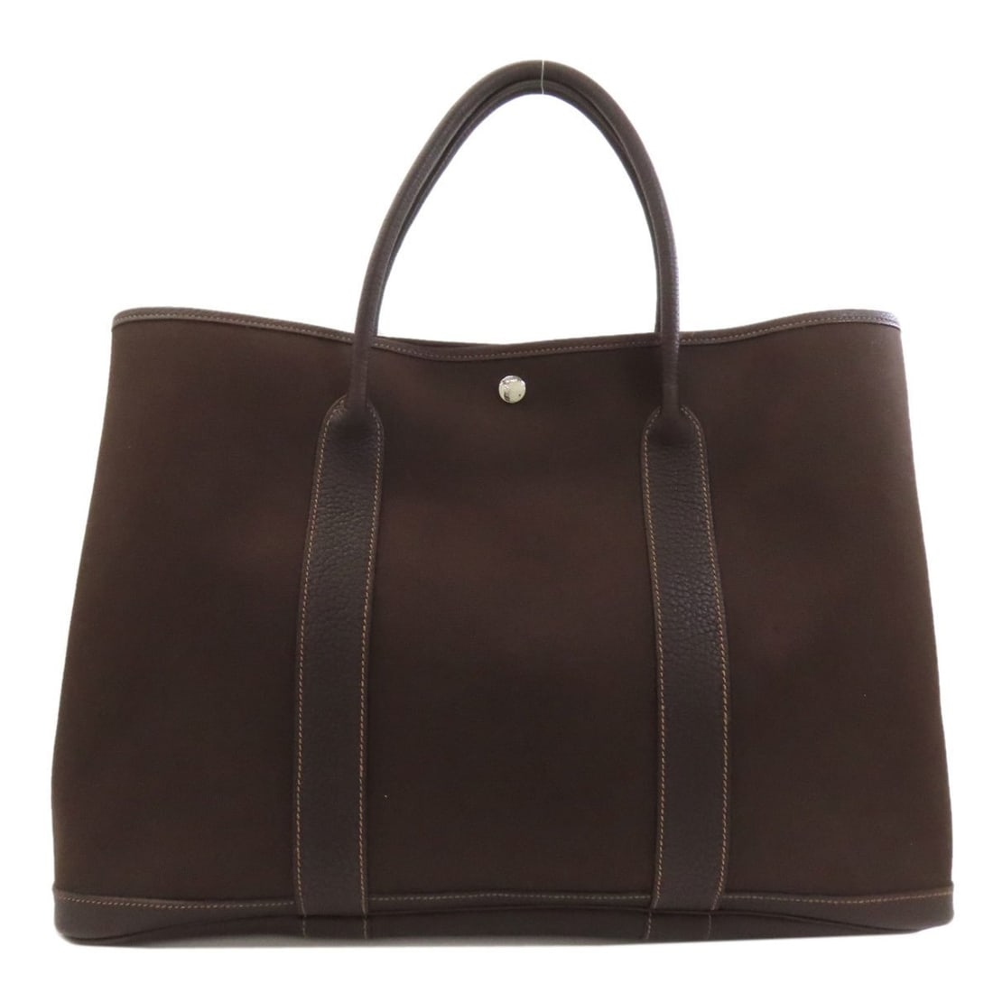 Hermes Hermès Garden Party Toile Officier Tote Bag with Silver Hardware for Women: --- Catalog ---Category: SizeSize (HxWxD): 30.5cm x 43.5cm x 21cm / 12'' x 17.12'' x 8.26''Category: DesignType: Tote bagColor: BrownGender: WomenMaterial: Toile officier Category: GeneralBrand: Herme