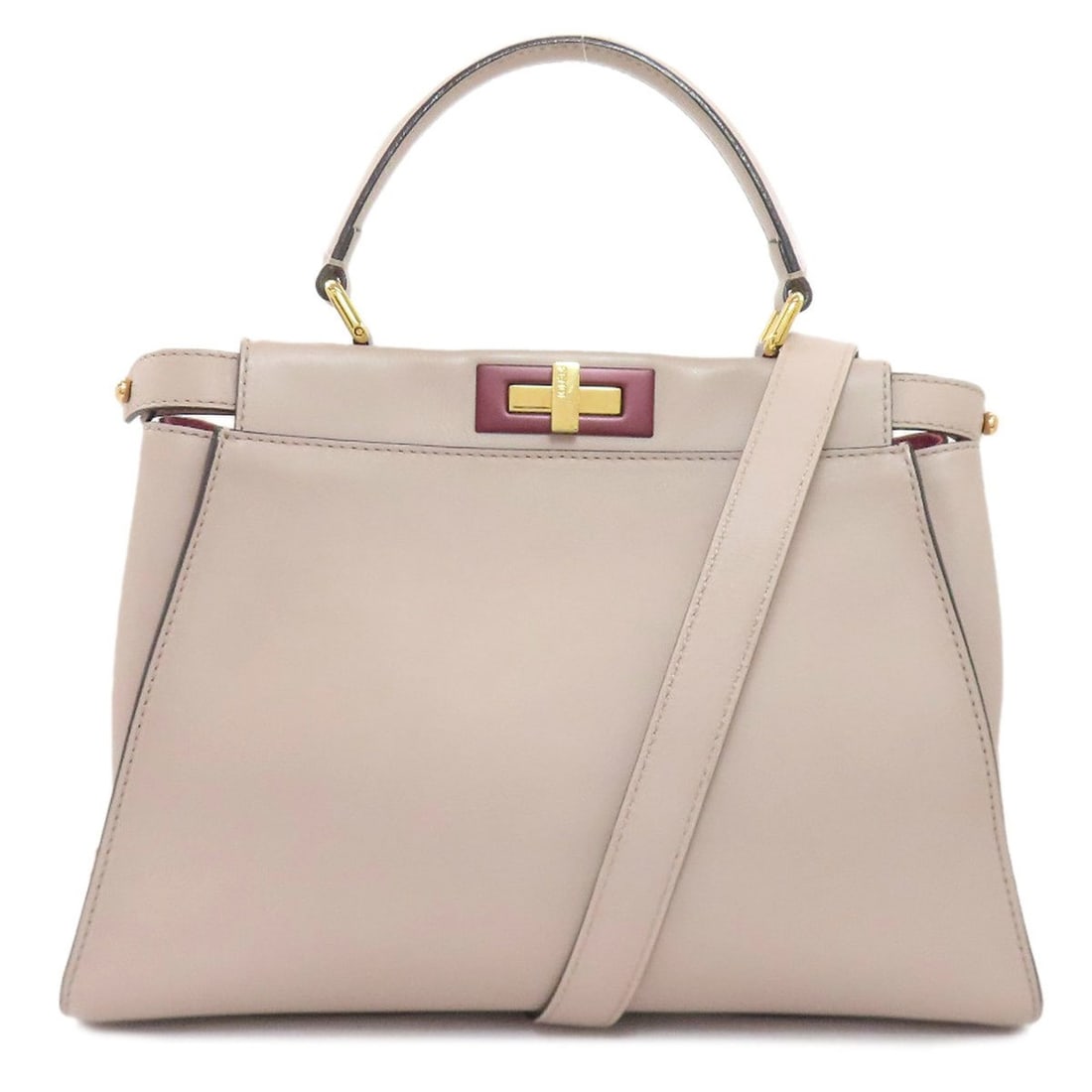 Fendi Peekaboo 2-Way Handbag in Calfskin for Women: --- Catalog ---Category: SizeSize (HxWxD): 26cm x 34cm x 12cm / 10.23'' x 13.38'' x 4.72''Category: DesignType: HandbagColor: Gray, PinkGender: WomenMaterial: Leather Leather/Fur Type: CalfskinCategor