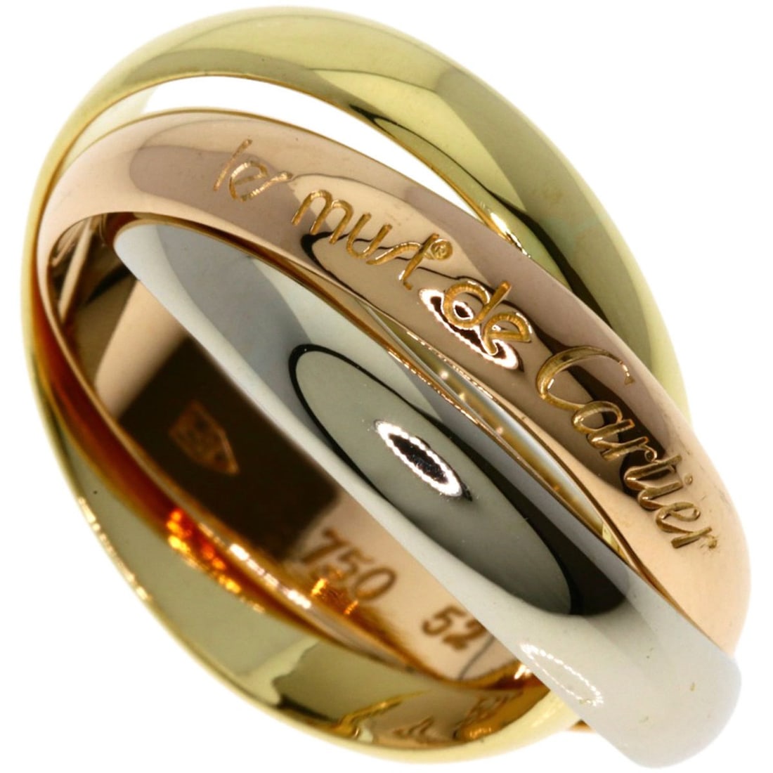 Cartier Trinity #52 Ring, 18K Yellow Gold/18KPG/18KWG, Women's: --- Catalog ---Category: SizeJP Size: 12US Size: 6.5Category: DesignType: Band ringGender: WomenMaterial: Yellow gold (18K)Category: GeneralBrand: Cartier--- Item List ---Section: ConditionRanking: Ra