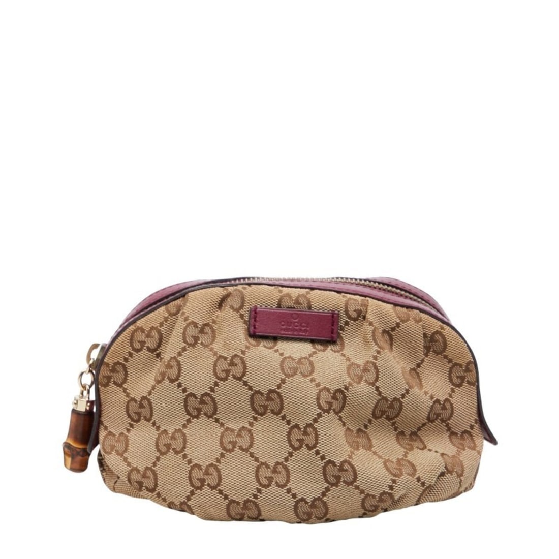 Gucci GG Canvas Bamboo Cosmetic Pouch/Accessory Pouch 246175 Brown/Purple and Leather Women's GUCCI: --- Catalog ---Category: SizeSize (HxWxD): 10cm x 15cm x 7cm / 3.93'' x 5.9'' x 2.75''Category: DesignType: PouchColor: Brown, PurpleGender: WomenMaterial: Canvas , Leather Category: GeneralBrand: Guc