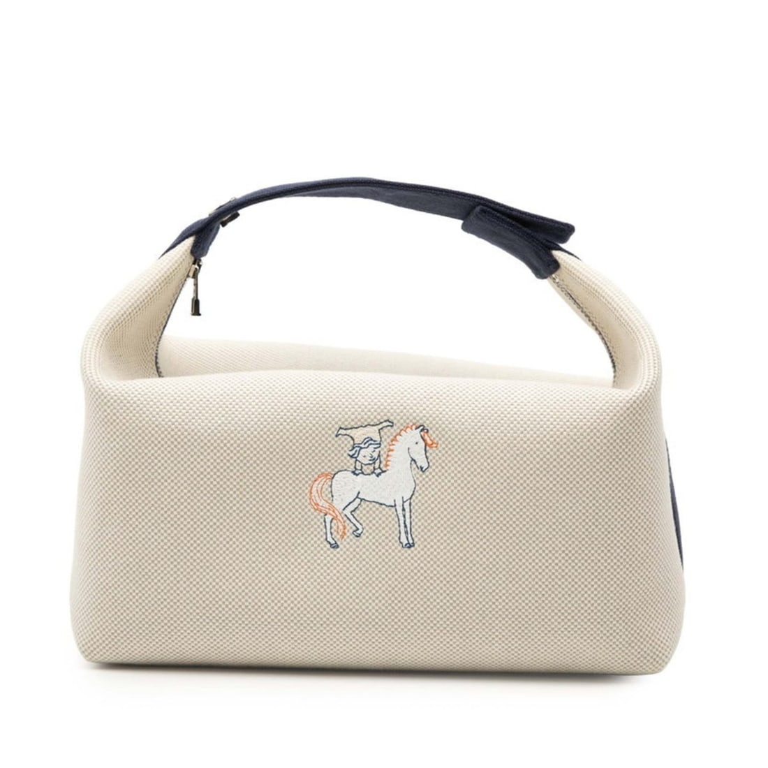 Hermès Brid a Black GM Cabriole Handbag, Ivory and Navy Cotton, Women's, HERMES: --- Catalog ---Category: SizeSize (HxWxD): 12cm x 24cm x 15cm / 4.72'' x 9.44'' x 5.9''Category: DesignType: HandbagColor: Ivory, NavyGender: WomenMaterial: Cotton Category: GeneralBrand: Hermes--- It