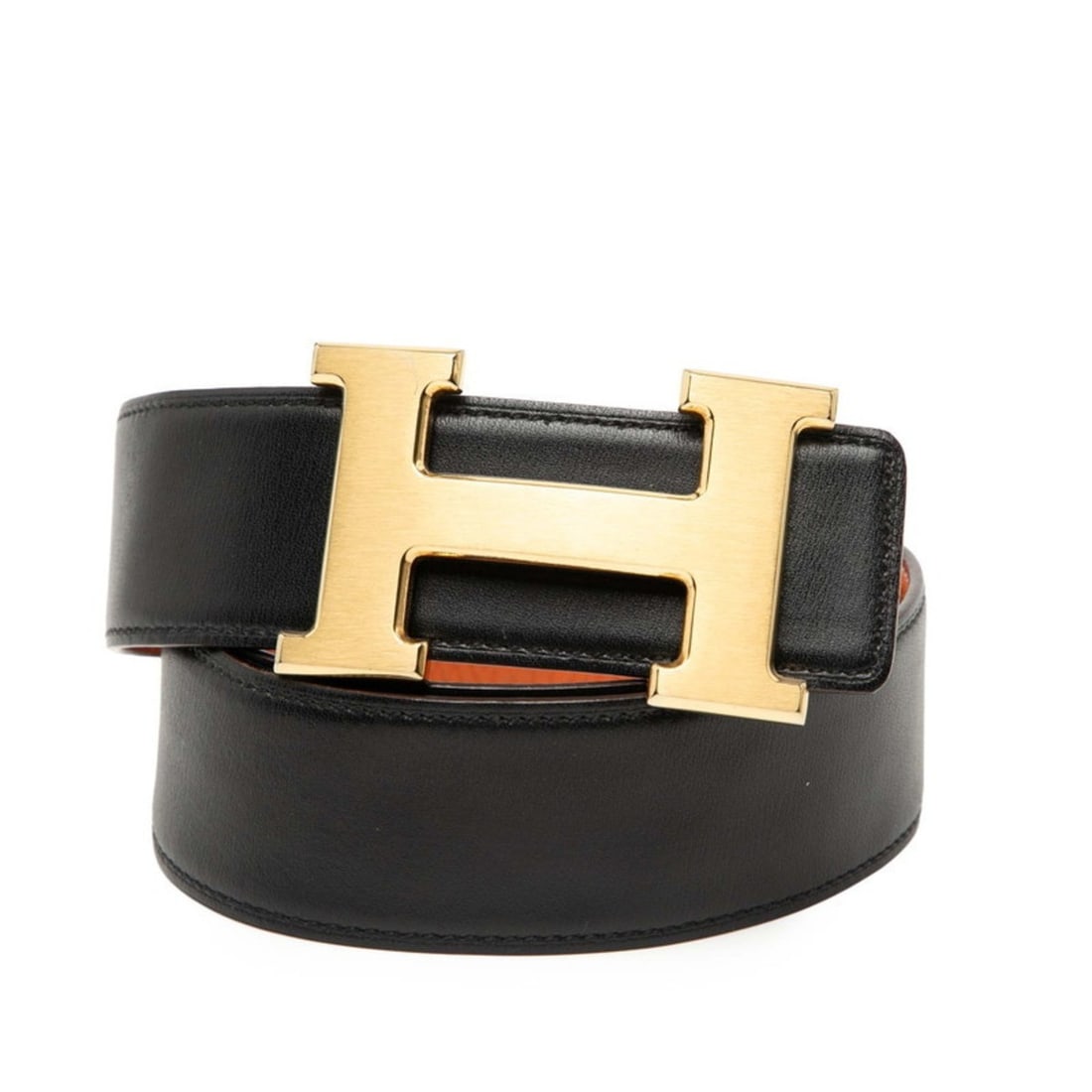 Hermes Hermès Constance H Belt, reversible, black, orange, gold hardware, box calf leather, Togo: --- Catalog ---Category: SizeLength: 82cm - 87cm / 32.28'' - 34.25''Category: DesignType: Standard beltColor: Black, OrangeGender: MenLeather/Fur Type: Box calf leather, Togo leatherMaterial (Strap):