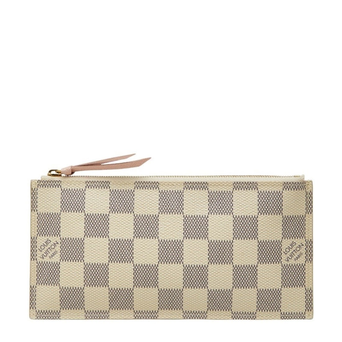 Louis Vuitton Damier Azur Pochette Felicie with attached pouch in white leather for women.: --- Catalog ---Category: SizeSize (HxWxD): 9.5cm x 19cm x 3.00mm / 3.74'' x 7.48'' x 0.11''Category: DesignType: Pochette, PouchColor: WhiteGender: WomenMaterial: PVC , Leather Category: GeneralBrand: