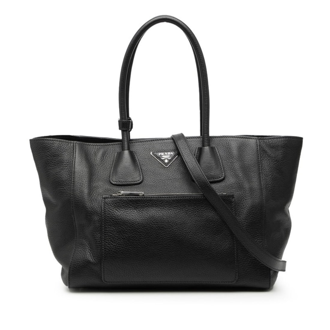 Prada Triangle Logo Plate Handbag/Shoulder Bag 2WAY BN2795 Black Leather Women's PRADA (1 of 20)