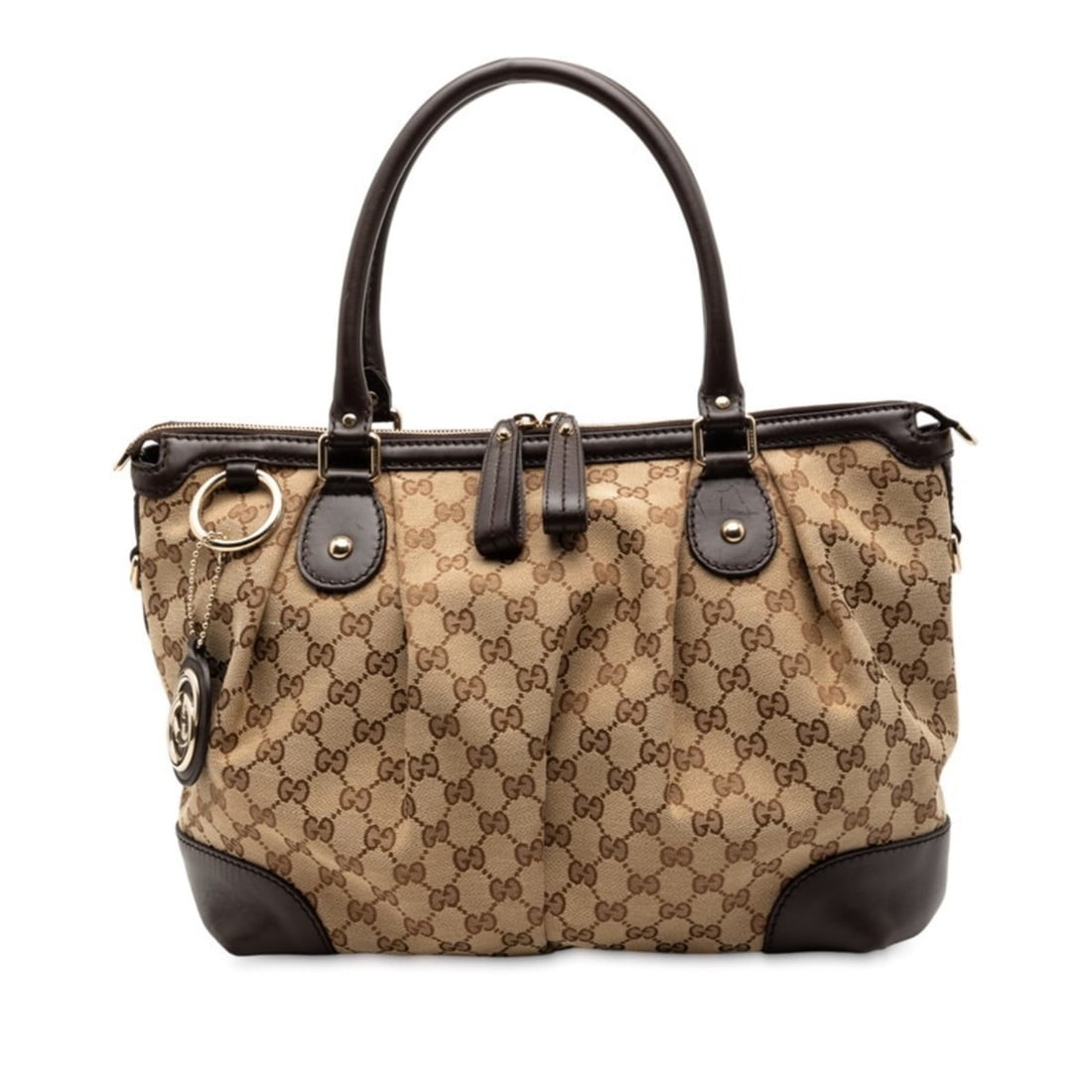 Gucci GG Canvas Sukey Shoulder Bag Tote 285730 Beige Brown Leather Women's GUCCI: --- Catalog ---Category: SizeSize (HxWxD): 27.5cm x 34cm x 17cm / 10.82'' x 13.38'' x 6.69''Category: DesignType: Shoulder bag, Tote bagColor: Beige, BrownGender: WomenMaterial: Canvas , Leather Categ