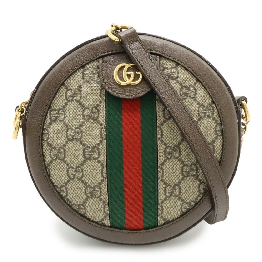 GUCCI Ophidia GG Supreme Sherry Line Shoulder Bag/Pochette, Round, PVC and Leather, Beige Brown,: --- Catalog ---Category: SizeSize (HxWxD): 18.5cm x 18.5cm x 4.5cm / 7.28'' x 7.28'' x 1.77''Category: DesignType: Pochette, Shoulder bagColor: Beige brown, Green, Red colorGender: WomenMaterial: GG S
