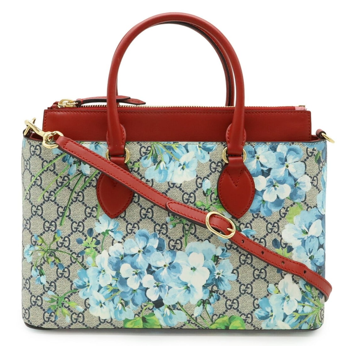 GUCCI GG Blooms Handbag/Shoulder Bag in PVC and Leather, Beige, Blue Multicolor, Red, 409534: --- Catalog ---Category: SizeSize (HxWxD): 24cm x 33cm x 12cm / 9.44'' x 12.99'' x 4.72''Category: DesignType: Handbag, Shoulder bagColor: Beige, Red colorGender: WomenMaterial: PVC Category: GeneralM