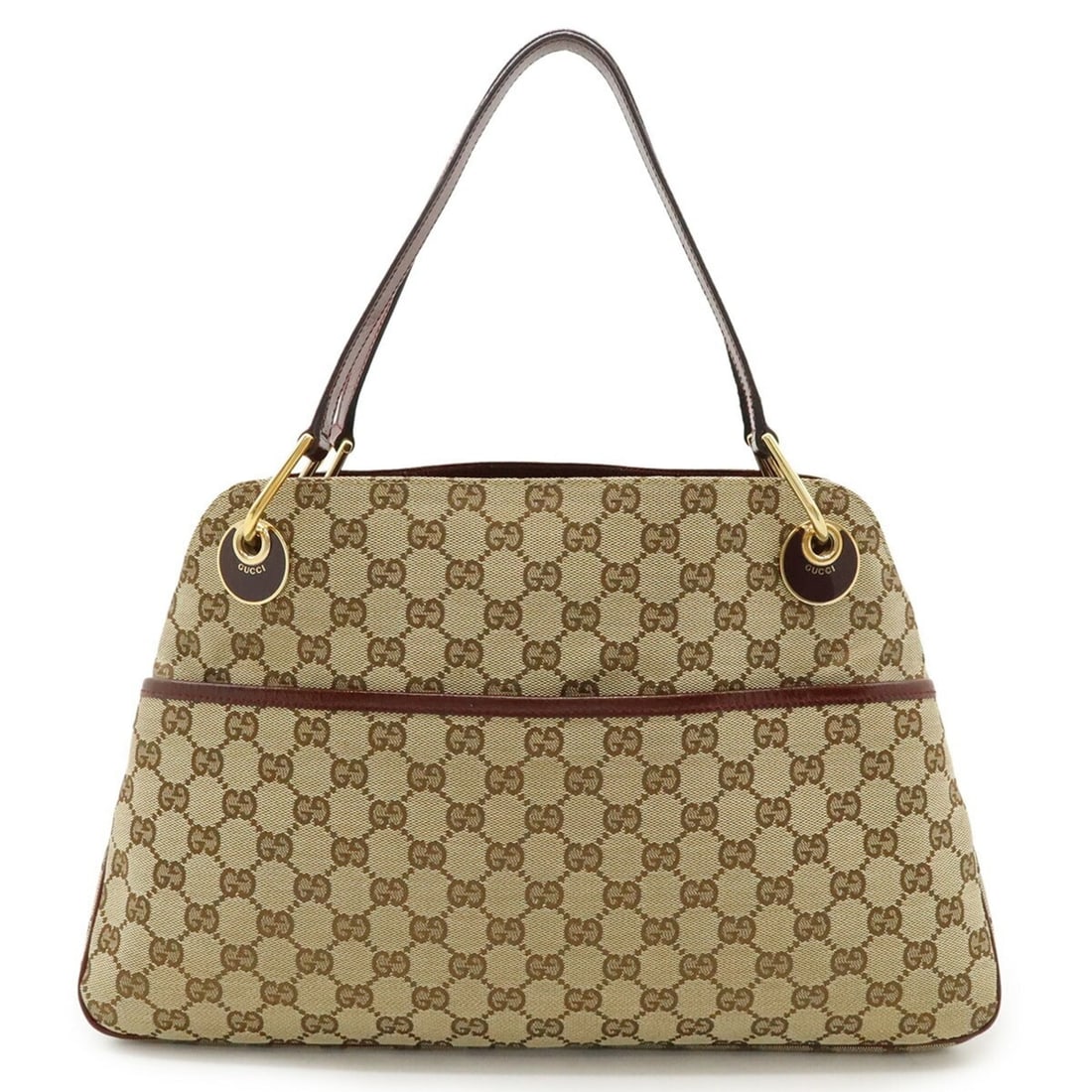 GUCCI GG Canvas Shoulder Bag Tote Leather Beige Bordeaux 121023 (1 of 19)