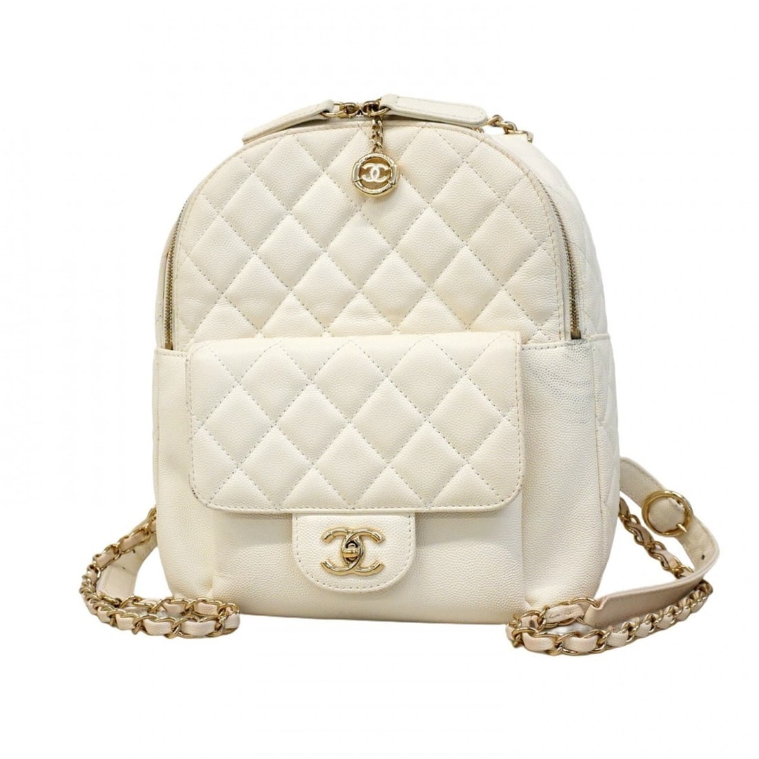 Chanel Backpack/Daypack Matelasse Caviar Leather White Champagne Women's P2109127 (1 of 18)