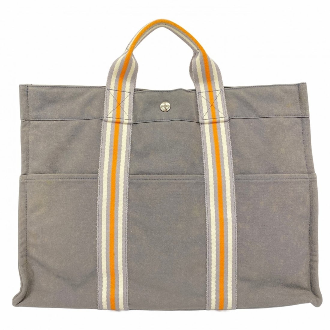Hermes Hermès Foule MM Tote Bag, Canvas, Gray, Men's/Women's, P2083695: --- Catalog ---Category: SizeSize (HxWxD): 31.5cm x 43cm x 10cm / 12.4'' x 16.92'' x 3.93''Category: DesignType: Tote bagColor: GrayGender: Men,WomenMaterial: Canvas Hardware Color: SilverCategory: Ge