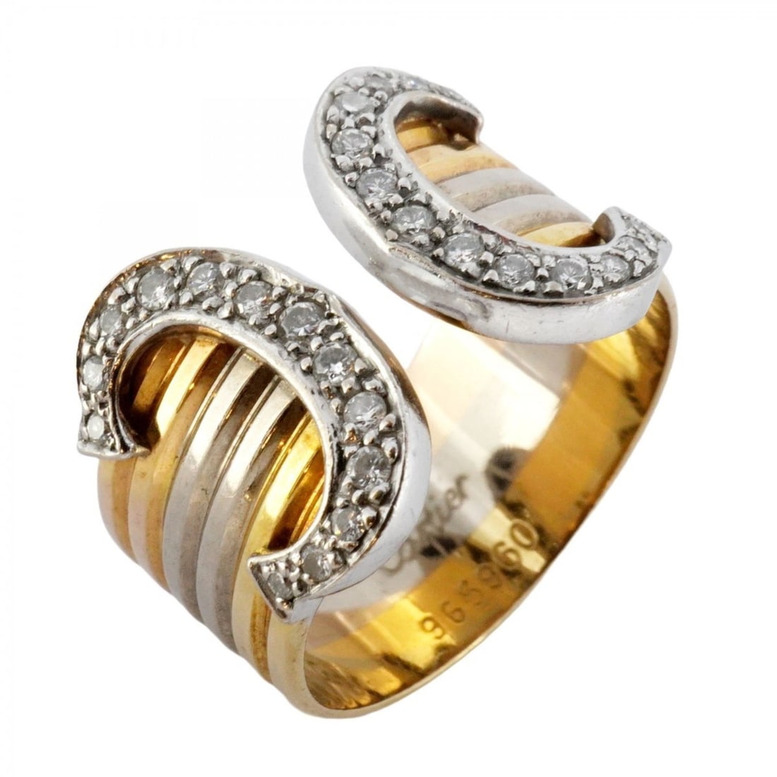 Cartier 2C Ring in 18K Yellow Gold, White Pink and Diamonds, #55, for Men Women (1 of 16)
