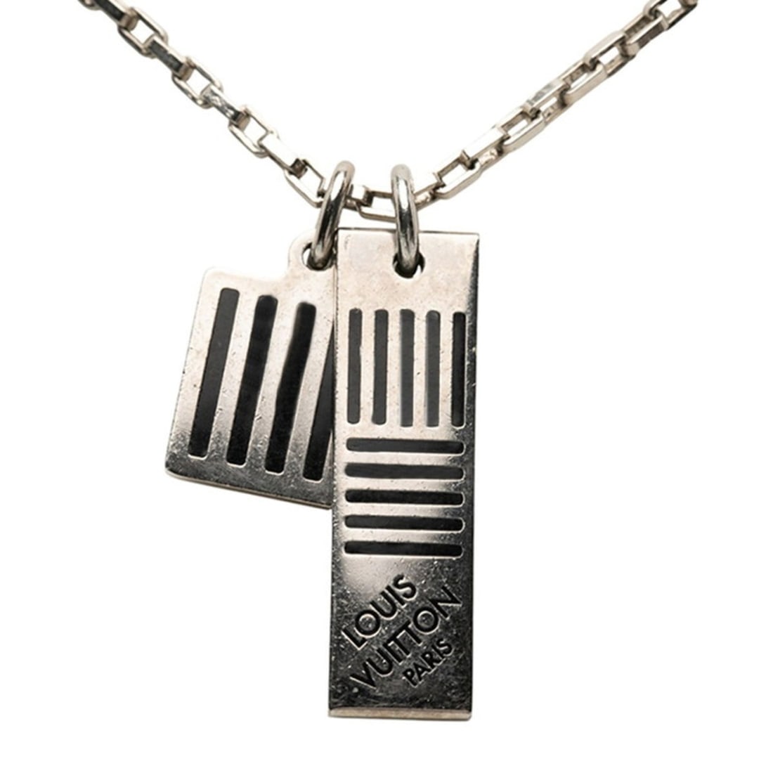 Louis Vuitton Collier Damier Colors Chain Pendant Necklace M62490 Silver Metal Women's LOUIS VUITTON: --- Catalog ---Category: SizePendant Size: 33.7mm x 9.8mm / 1.32'' x 0.38''Neck Circumference: 58.5 cm / 23.03''Category: DesignColor: SilverGender: WomenMaterial: MetalPendant Type: PendantNecklace T