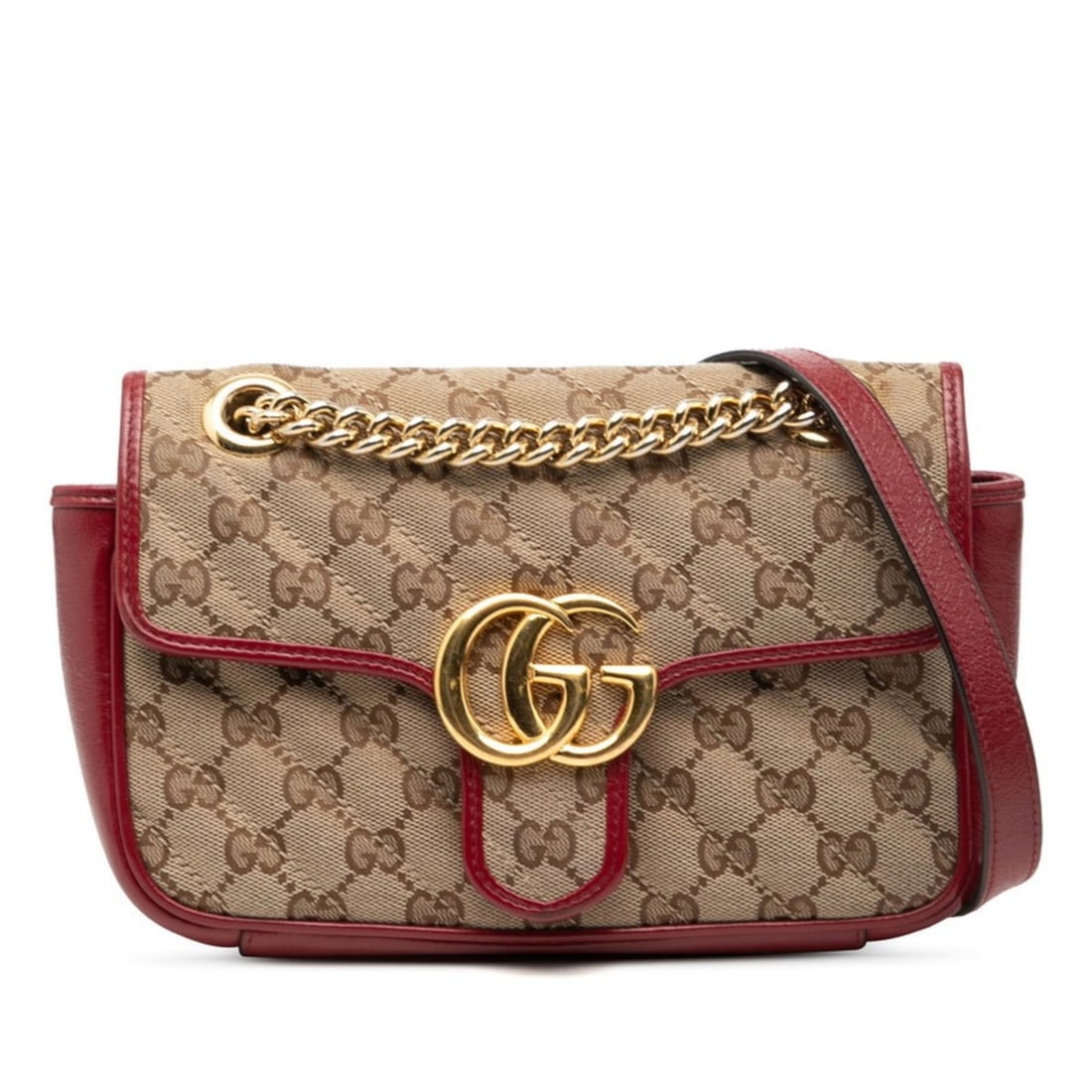 Gucci GG Canvas Marmont Chain Shoulder Bag 446744 Beige Red Leather Women's GUCCI: --- Catalog ---Category: SizeSize (HxWxD): 14cm x 20cm x 5cm / 5.51'' x 7.87'' x 1.96''Category: DesignType: Shoulder bagColor: Beige, Red colorGender: WomenMaterial: Canvas , Leather Category: Genera