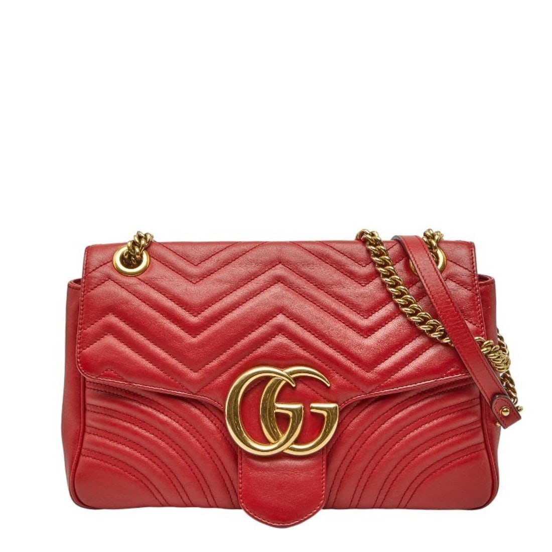 Gucci GG Marmont Quilted Chain Shoulder Bag 443496 Red Leather Women's GUCCI: --- Catalog ---Category: SizeSize (HxWxD): 17cm x 28cm x 7cm / 6.69'' x 11.02'' x 2.75''Category: DesignType: Shoulder bagColor: Red colorGender: WomenMaterial: Leather Category: GeneralMPN: 443496Bra