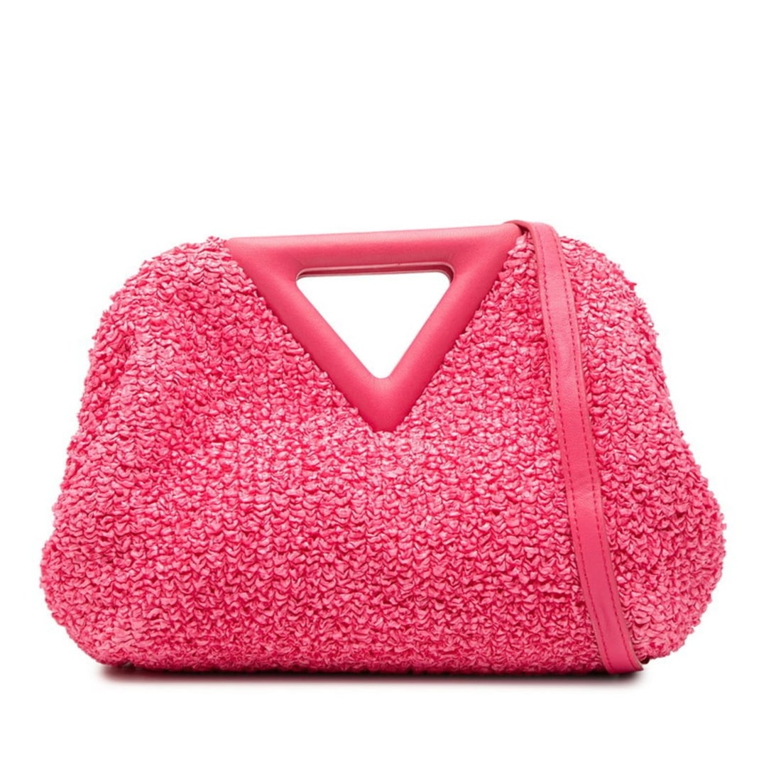 Bottega Veneta Point Small Crossbody Shoulder Bag in Pink Raffia and Leather for Women: --- Catalog ---Category: SizeSize (HxWxD): 16cm x 19cm x 7.5cm / 6.29'' x 7.48'' x 2.95''Category: DesignType: Shoulder bagColor: PinkGender: WomenMaterial: Raffia , Leather Category: GeneralBrand: Bo