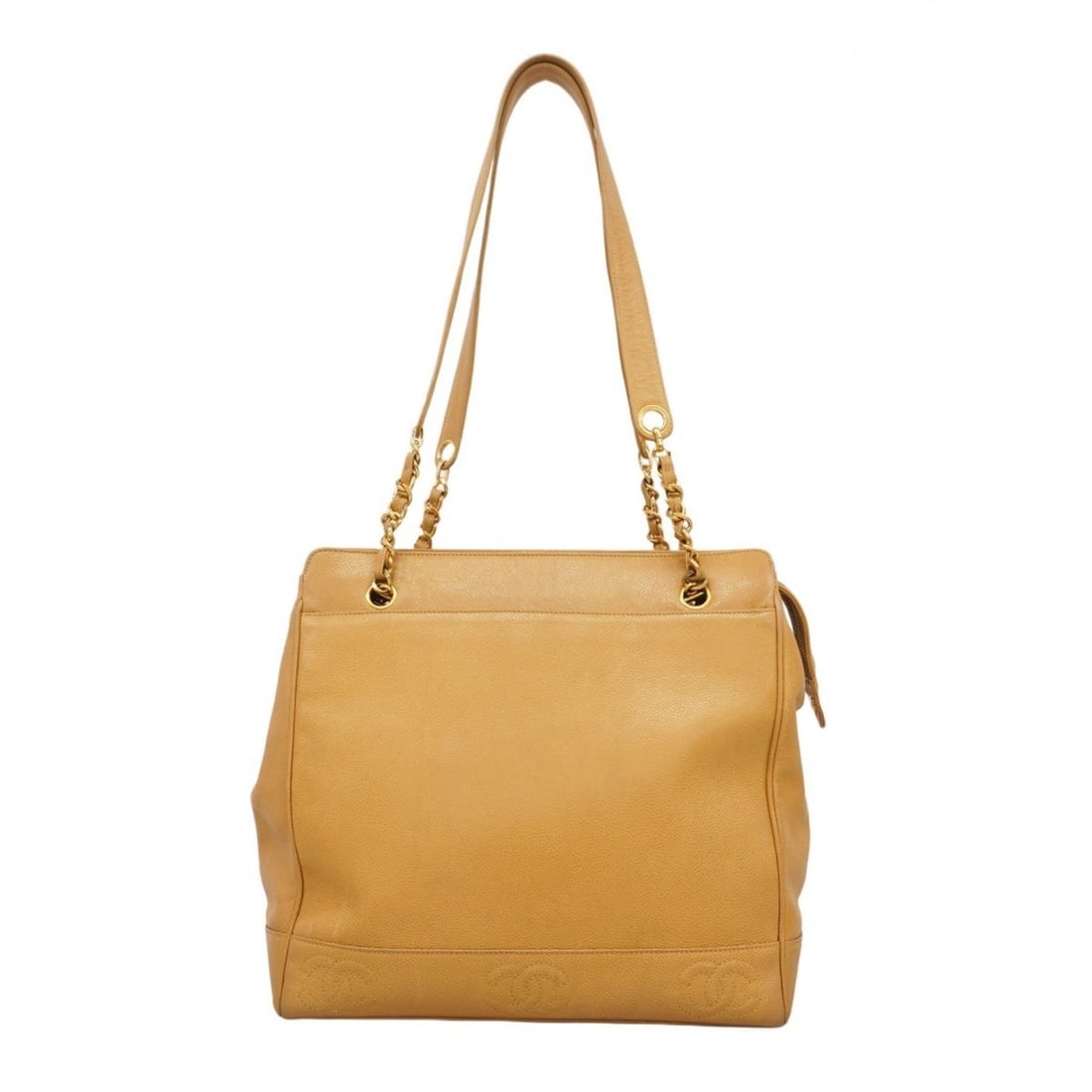 Chanel tote bag in beige caviar leather for women: --- Catalog ---Category: SizeSize (HxWxD): 31cm x 31.5cm x 11cm / 12.2'' x 12.4'' x 4.33''Category: DesignType: Tote bagColor: BeigeGender: WomenMaterial: Grained Calfskin Hardware Color: GoldCategory