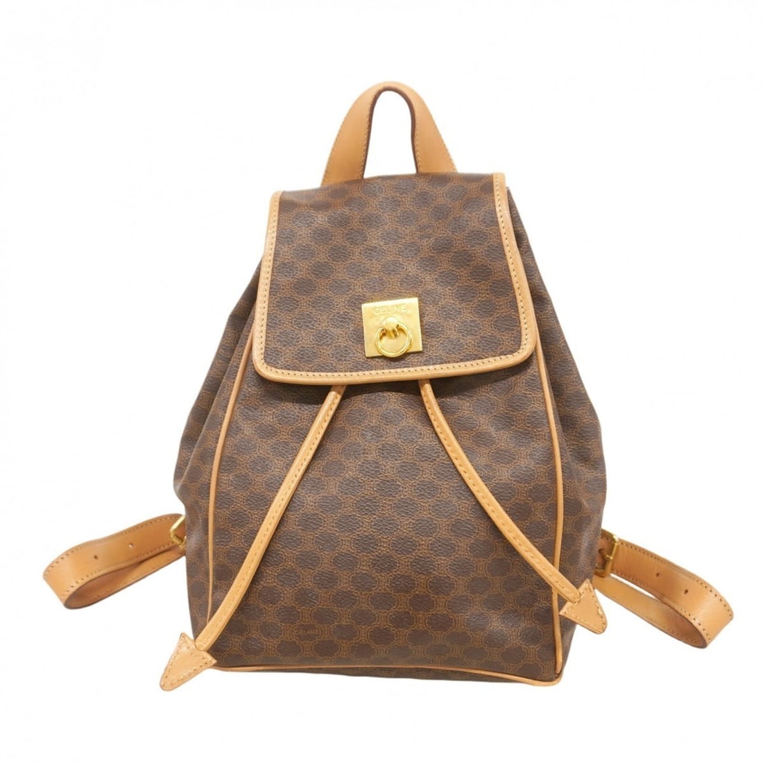 Celine Backpack/Daypack Macadam Brown Women's: --- Catalog ---Category: SizeSize (HxWxD): 27cm x 20.5cm x 11.5cm / 10.62'' x 8.07'' x 4.52''Category: DesignType: BackpackColor: BrownGender: WomenMaterial: PVC Hardware Color: GoldCategory: GeneralB